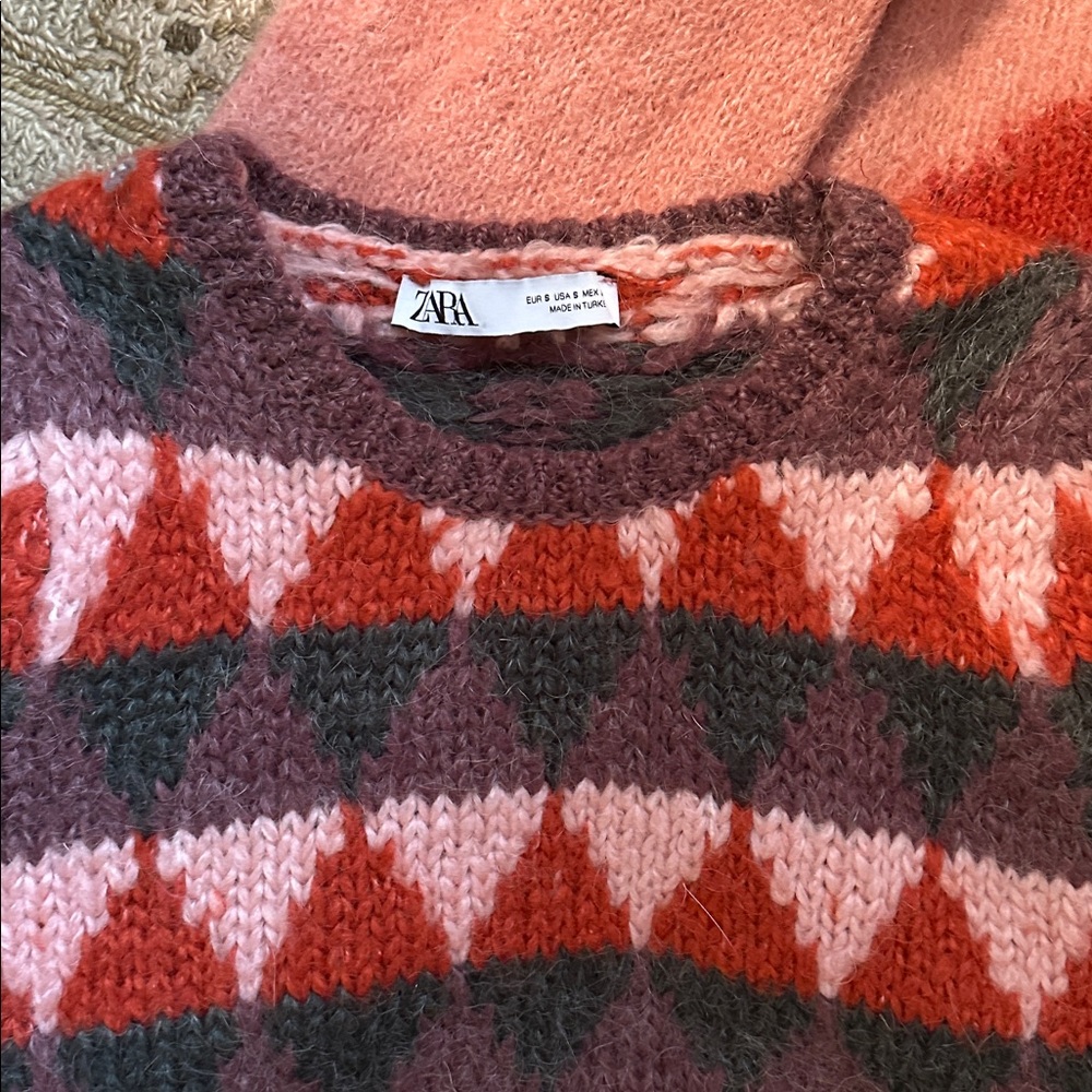 Zara-2 sweaters/Mohair/Alpalca Red and Pink Geometric MOD SET